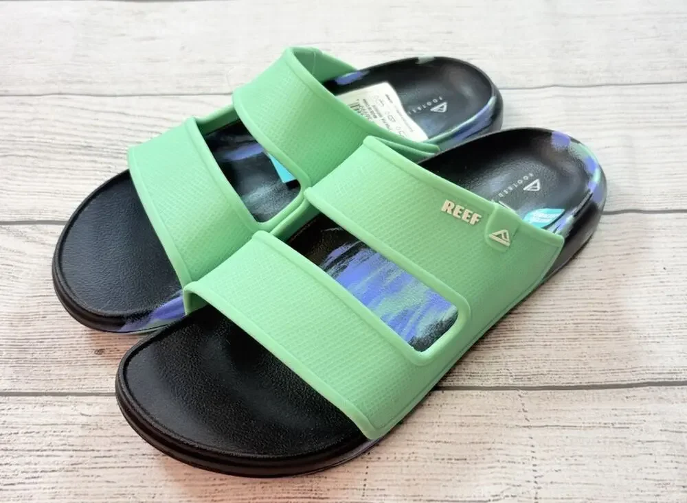 Reef Men’s Oasis Double Up Two Strap Sandals Black Marble Ocean Size 9